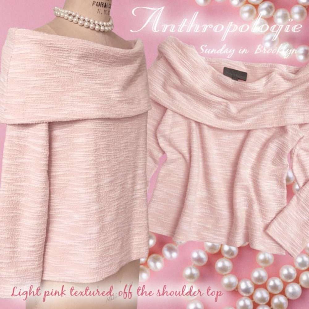 Anthropologie Sunday In Brooklyn Light Pink Textured Off The Shoulder Top Size S